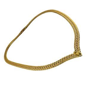 Vintage Textured Curb Chain Cevron Elegant Classic Gold Tone 18" Necklace